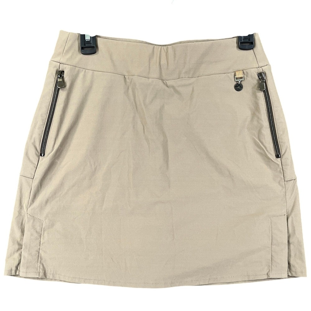 Anatomie Performance Golf Skort Womens S Tan Zipper Pockets Stretch Activewear